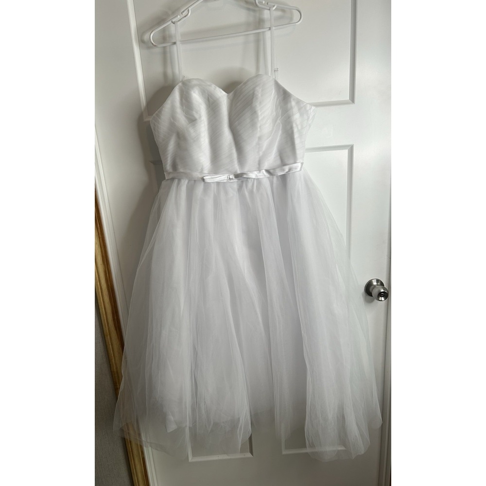 Prom Formal Wedding Tea Length White Dress XL-16 Layers Poofy White New 4792
